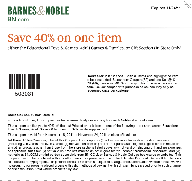 Barnes And Noble Coupons Not Expired