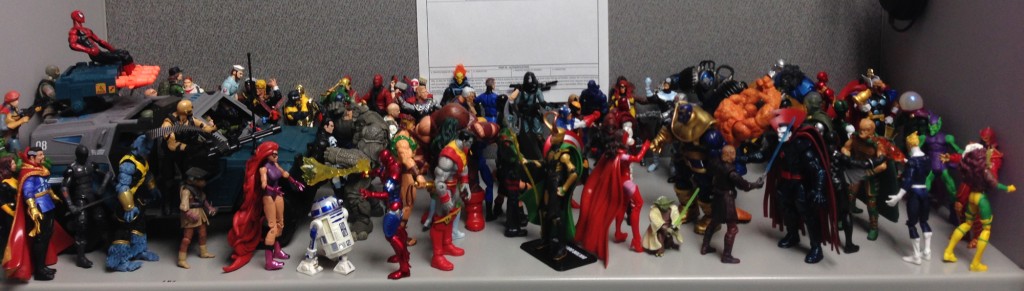This is obviously theoretical. I've never spent any money on things like action figures (pictured, one of my shelves at work)