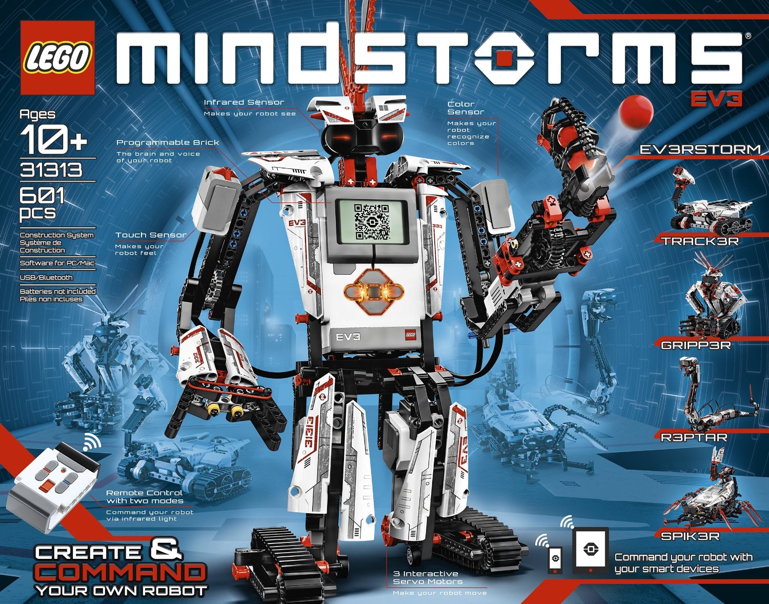 LEGO MINDSTORMS EV3 Building Set Includes 3 Interactive Servo Motors,  Remote Control, Improved And Redesigned Color Sensor, Redesigned Touch  Sensor