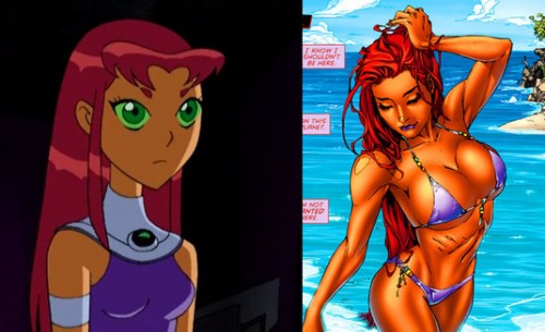 On the left, the animated version that girls loved. On the right, for teenage boys (that likely don't know how to use the internet)