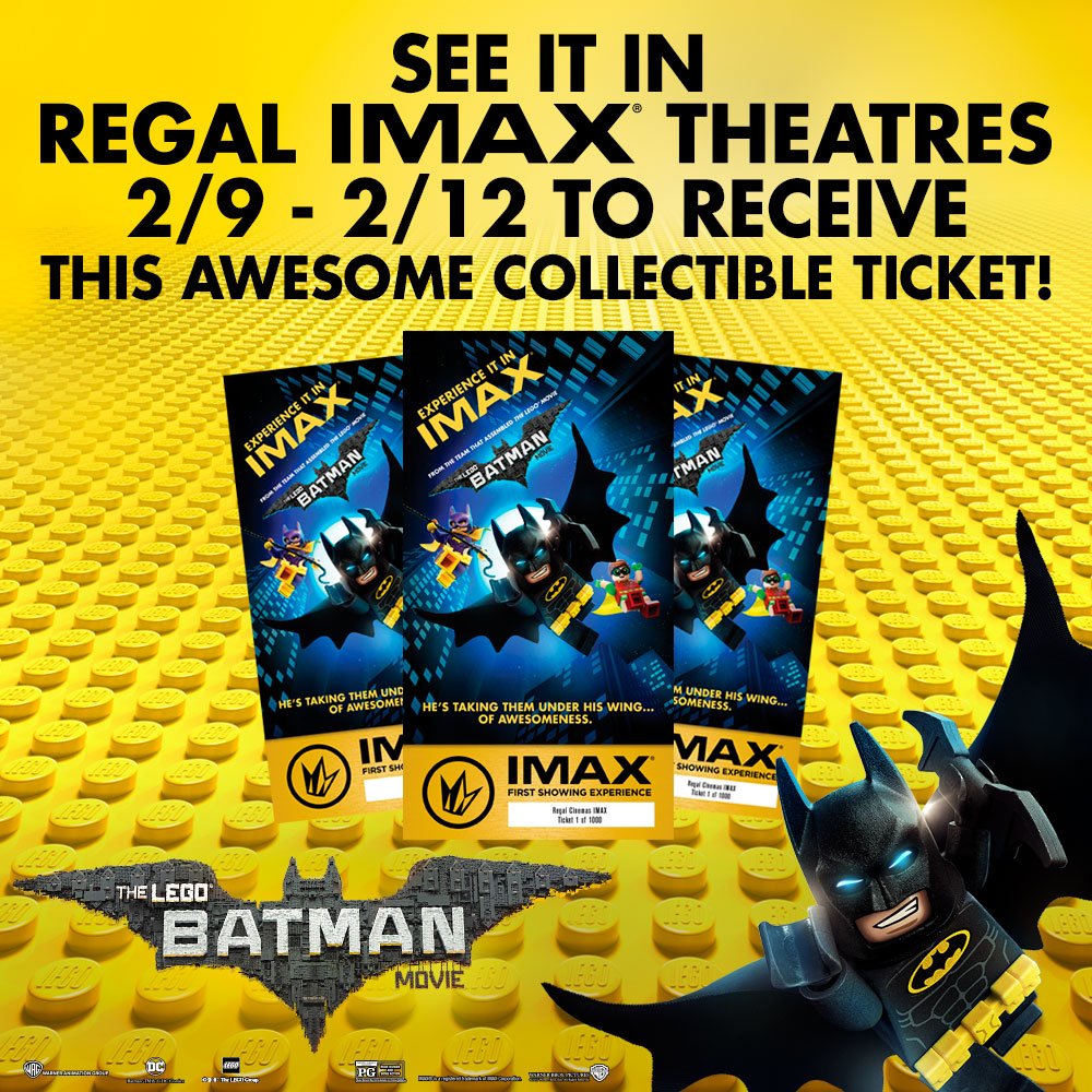 The Lego Batman Movie IMAX Collectible Ticket Regal FREE SHIPPING 