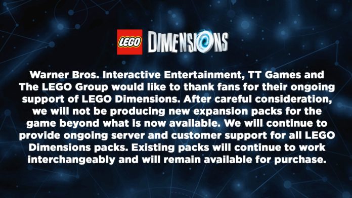 LEGO Dimensions Cancellation Notice