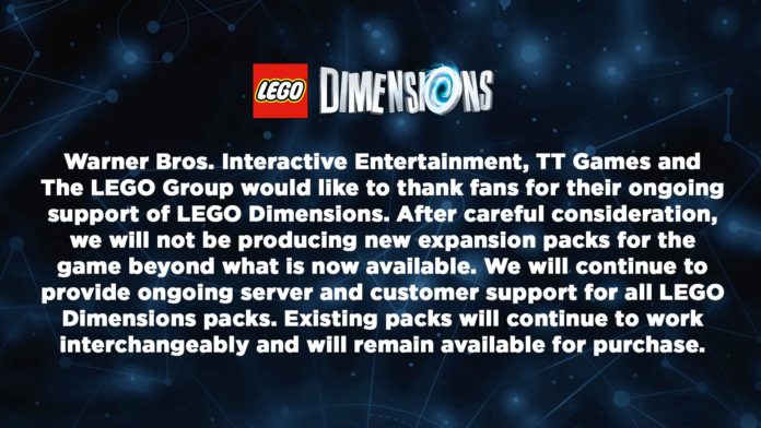 LEGO Dimensions Cancellation Notice