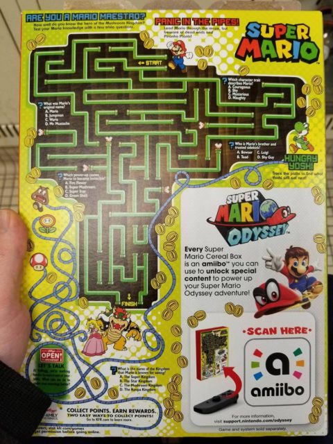 Super Mario Cereal back of box