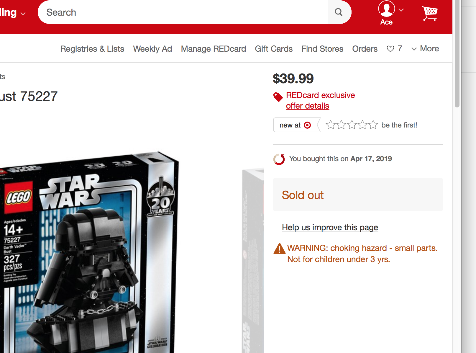 Vader Bust Now Available For Purchase From Target.com